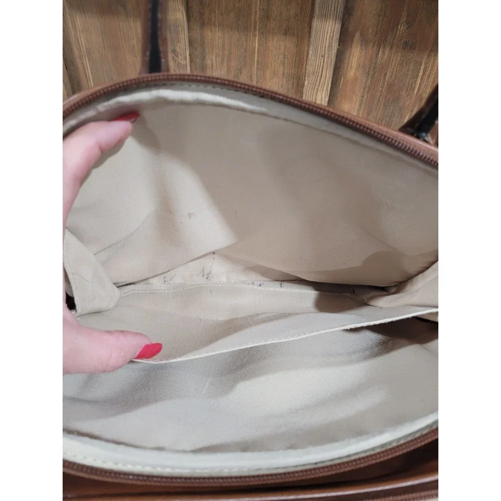 Rosetti Woven Bag With Brown Vinyl Trim And  handles